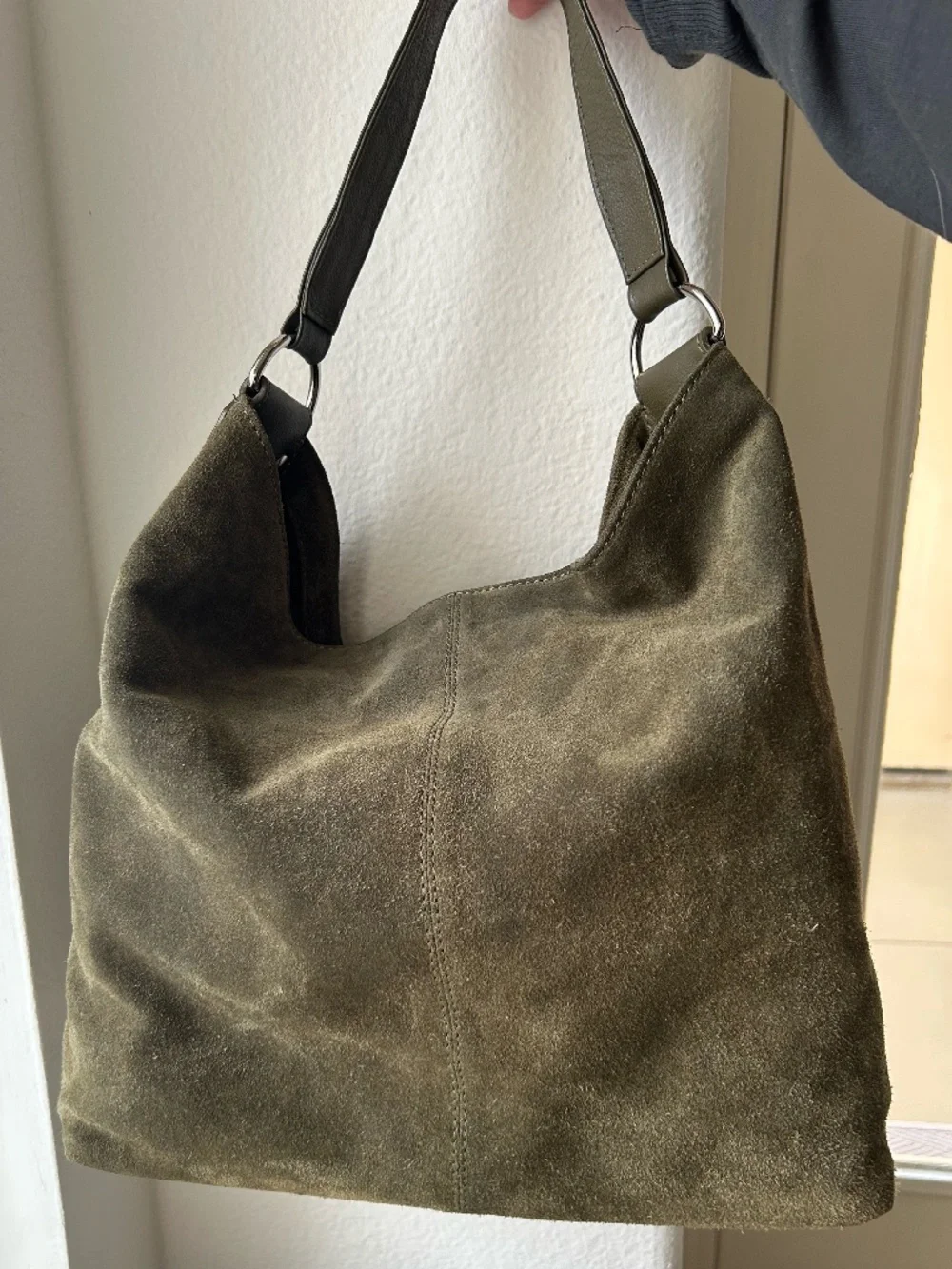 ASOS Olive Green Suede Shoulder Bag NWOT - Picture 2 of 10